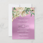 ブライダルシャワーフラワーブランチ火花金ゴールド紫 招待状 (正面)