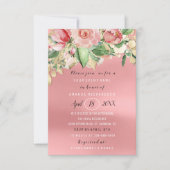 ブライダルシャワーフラワーブランチ緑のバラ金ゴールド 招待状 (正面)