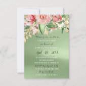 ブライダルシャワーフラワーブランチ緑の金ゴールドミントピン 招待状 (正面)