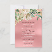 ブライダルシャワーフラワーブランチ金ゴールドピンク 招待状 (正面)