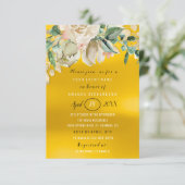 ブライダルシャワーフラワーブランチ金ゴールドレモン 招待状 (スタンド正面)