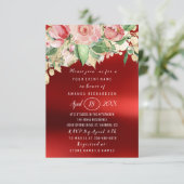 ブライダルシャワーフラワーブルンチグリーンリー金ゴールドマルサラ 招待状 (スタンド正面)