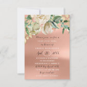 ブライダルシャワーフラワーブルンチグリーン金ゴールドバラメドウ 招待状 (正面)