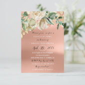 ブライダルシャワーフラワーブルンチグリーン金ゴールドバラメドウ 招待状 (スタンド正面)