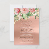 ブライダルシャワーフラワーブルンチグリーン金ゴールドバラ赤面 招待状 (正面)