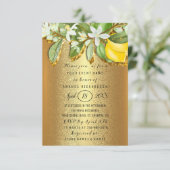 ブライダルシャワーフラワーブルンチレモンツリーゴールデン 招待状 (スタンド正面)