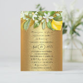 ブライダルシャワーフラワーブルンチレモンツリー金ゴールド 招待状 (スタンド正面)
