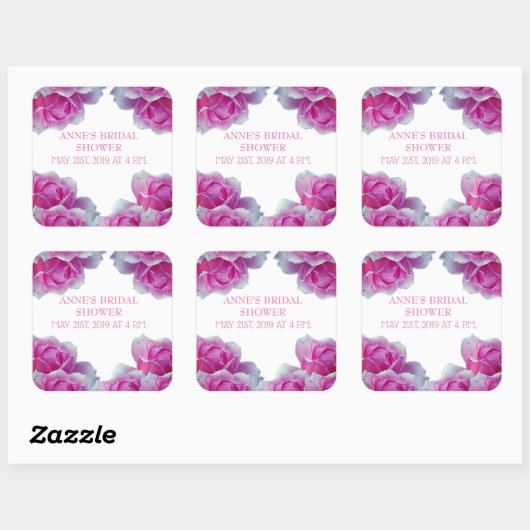 ブライダルシャワーフラワー魔法 スクエアシール (シート)