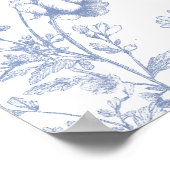 ブライダルシャワーフランスのトイルブルーフローラ歓迎 ポスター (角)