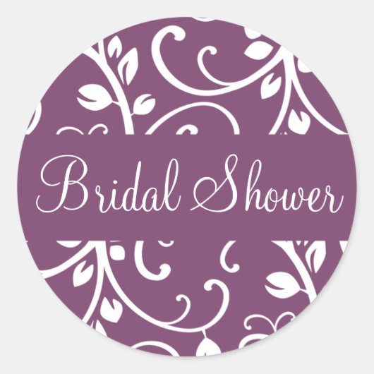 ブライダルシャワーフローラつる植物封筒封印 ラウンドシール (正面)