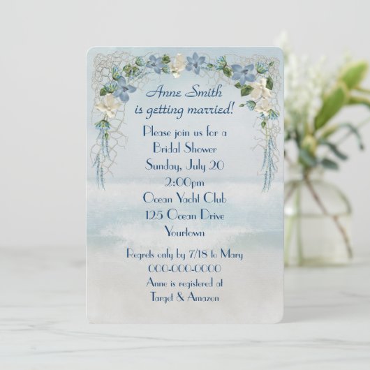 ブライダルシャワーフローラアーチオン海水彩 招待状 (スタンド正面)
