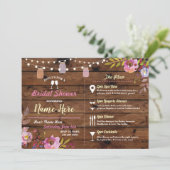 ブライダルシャワーフローラウッドジャーズピンク旅程 招待状 (スタンド正面)