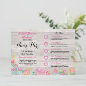ブライダルシャワーフローラウッ素朴ドピンク招待状 招待状 (スタンド正面)