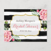 ブライダルシャワーフローラストライプレストランの方向 インビテーションポストカード (裏面)