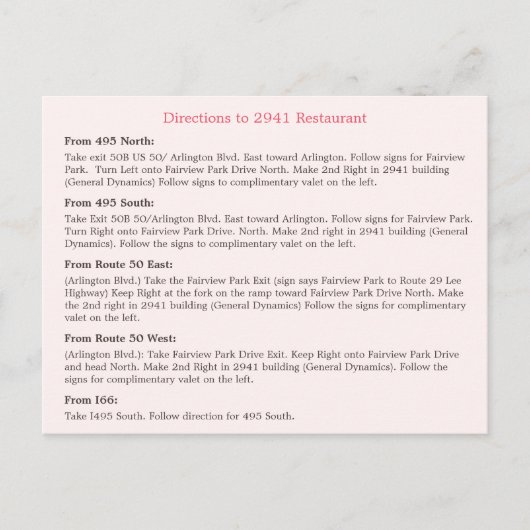 ブライダルシャワーフローラストライプレストランの方向 インビテーションポストカード (正面)