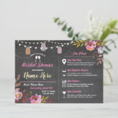 ブライダルシャワーフローラチョークジャーズピンク旅程 招待状 (スタンド正面)