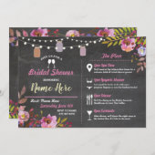 ブライダルシャワーフローラチョークジャーズピンク旅程 招待状 (正面/裏面)