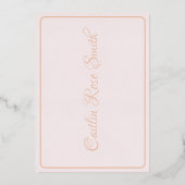 ブライダルシャワーフローラトースト、赤面ピンク、バラ金ゴールド 箔招待状 (裏面)