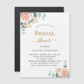 ブライダルシャワーフローラバラ金ゴールドグリーンリー贅沢 マグネット招待状 (正面/裏面)