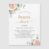 ブライダルシャワーフローラバラ金ゴールドグリーンリー贅沢 マグネット招待状 (正面)