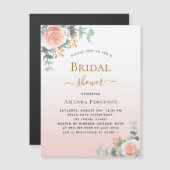 ブライダルシャワーフローラバラ金ゴールドグリーンリー贅沢 マグネット招待状 (正面/裏面)