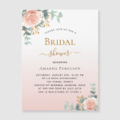 ブライダルシャワーフローラバラ金ゴールドグリーンリー贅沢 マグネット招待状 (正面)