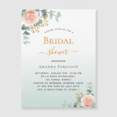 ブライダルシャワーフローラバラ金ゴールドグリーンリー贅沢 マグネット招待状 (正面)