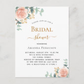 ブライダルシャワーフローラバラ金ゴールドユーカリ インビテーションポストカード (正面)