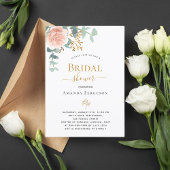 ブライダルシャワーフローラバラ金ゴールドユーカリ 招待状