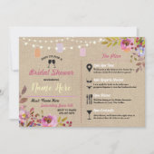 ブライダルシャワーフローラバーラップジャーズピンク旅程 招待状 (正面)