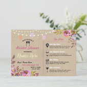 ブライダルシャワーフローラバーラップジャーズピンク旅程 招待状 (スタンド正面)
