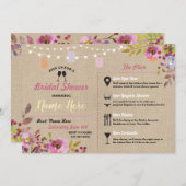 ブライダルシャワーフローラバーラップジャーズピンク旅程 招待状 (正面/裏面)