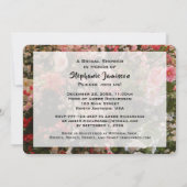 ブライダルシャワーフローラピンクと白の花名 招待状 (裏面)