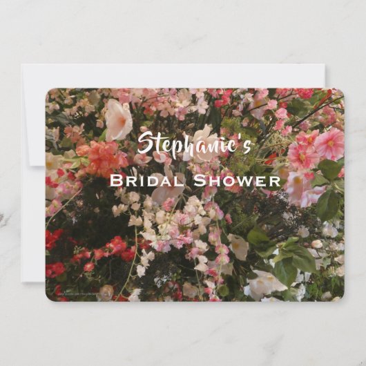 ブライダルシャワーフローラピンクと白の花名 招待状 (正面)