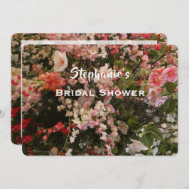 ブライダルシャワーフローラピンクと白の花名 招待状