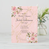 ブライダルシャワーフローラピンクフラットアナウンスメントカード 案内状 (スタンド正面)