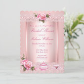 ブライダルシャワーフローラピンクローズハイティーパーティー 招待状 (スタンド正面)