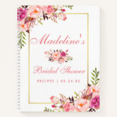 ブライダルシャワーフローラピンク赤面レシピ ノートブック (正面)