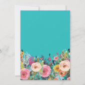 ブライダルシャワーフローラフラワーズティール（緑がかった色）ターコイズアクア 招待状 (裏面)