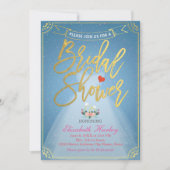 ブライダルシャワーフローラブライドドレスダイヤモンドリングや輪ブルー 招待状 (正面)