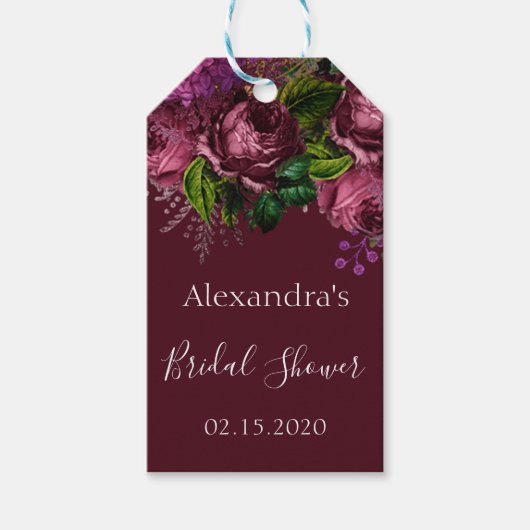 ブライダルシャワーフローラマルサラブルゴーニュ ギフトタグ (正面)