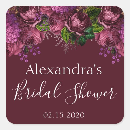 ブライダルシャワーフローラマルサラブルゴーニュ スクエアシール (正面)