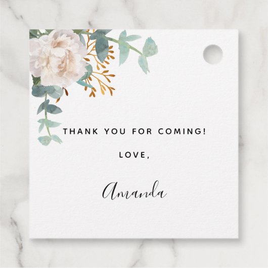 ブライダルシャワーフローラユーカリ緑エレガント フェイバータグ (裏面)