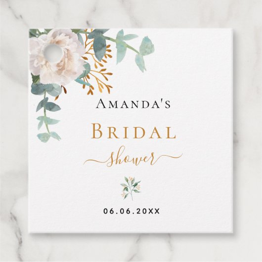 ブライダルシャワーフローラユーカリ緑エレガント フェイバータグ (正面)