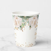ブライダルシャワーフローラユーカリ緑グリッター 紙コップ (右)