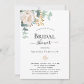ブライダルシャワーフローラユーカリ緑モダン 招待状 (正面)