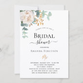ブライダルシャワーフローラユーカリ緑モダン 招待状 (正面)