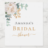 ブライダルシャワーフローラユーカリ青白 ワインラベル (シングルラベル)