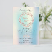 ブライダルシャワーフローラリースアイボリーピンクオパールブルー 招待状 (スタンド正面)