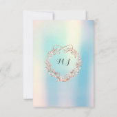 ブライダルシャワーフローラリースアイボリーピンクオパールブルー 招待状 (裏面)